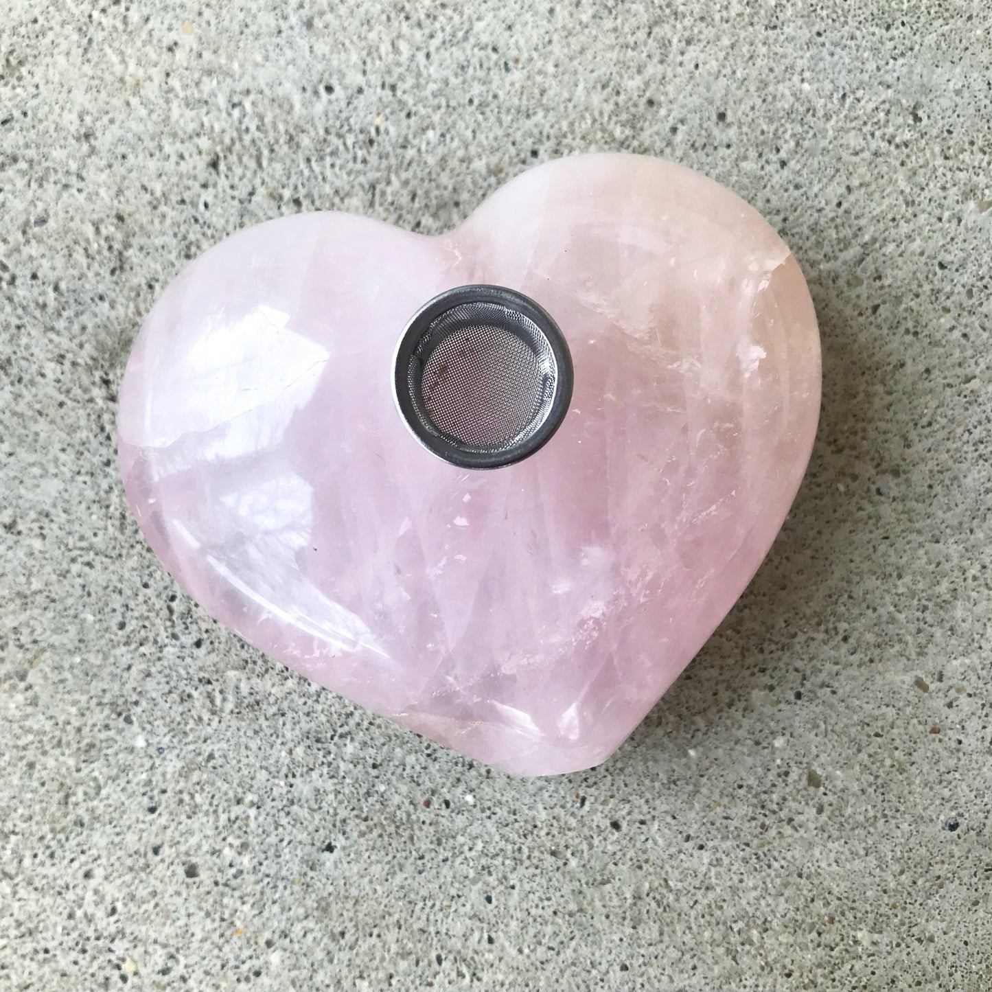 Rose Quartz Heart Pipe - Ethereal Haze
