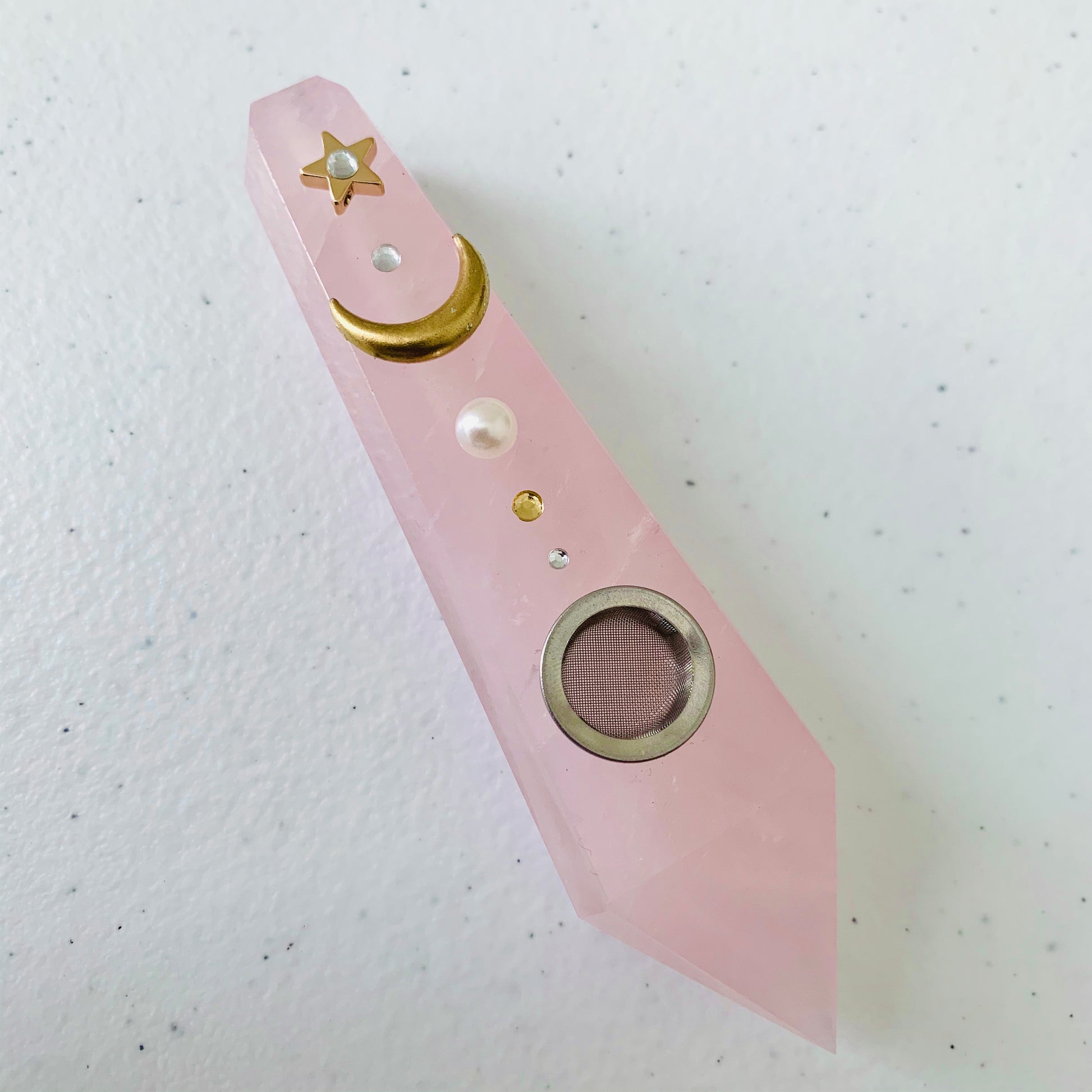 "PINK Moonchild" Limited Edition Crystal Pipe - Ethereal Haze