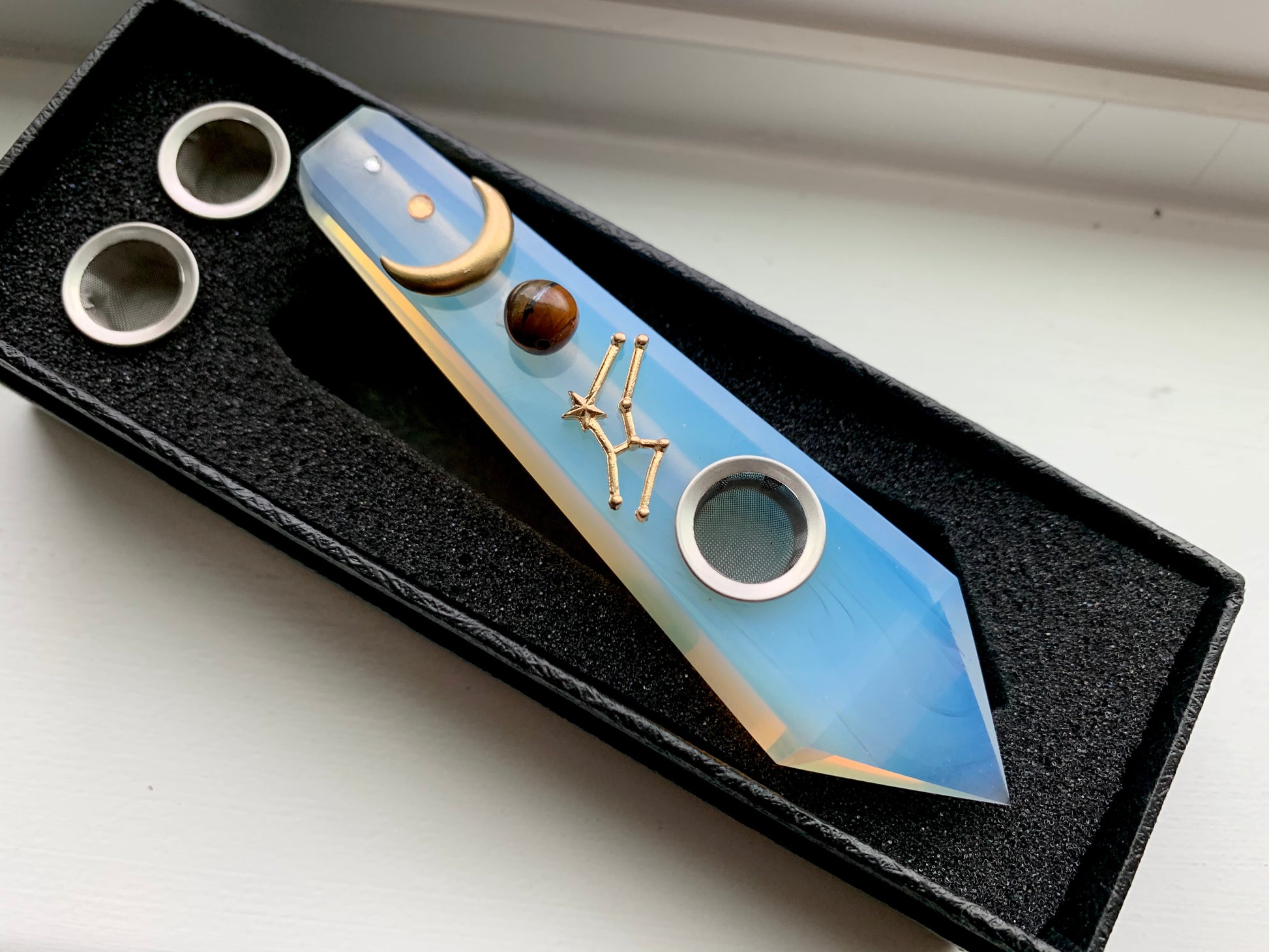 Opalite "VIRGO" Moon Pipe | **LIMITED EDITION** - Ethereal Haze