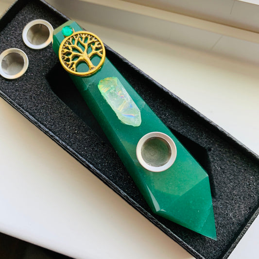 "TREE OF LIFE" Aventurine Limited Edition Crystal Pipe | **LIMITED EDITION** - Ethereal Haze