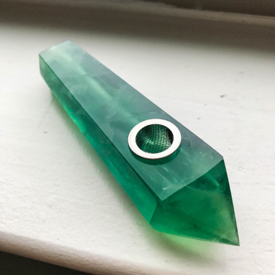Green Fluorite Pipe - Ethereal Haze