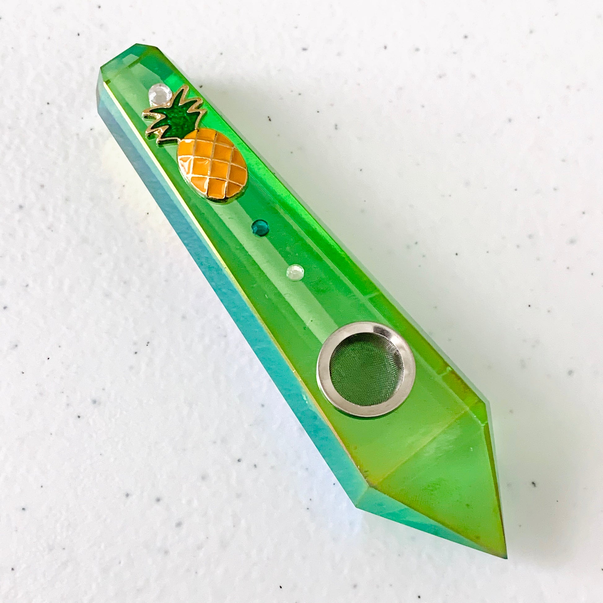 Green “PINEAPPLE VIBES” Crystal Pipe | **LIMITED EDITION** - Ethereal Haze