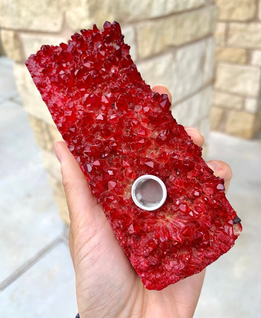 RUBY AURA QUARTZ CLUSTER PIPE - RESERVED FOR DM’S ONLY❤️ - Ethereal Haze