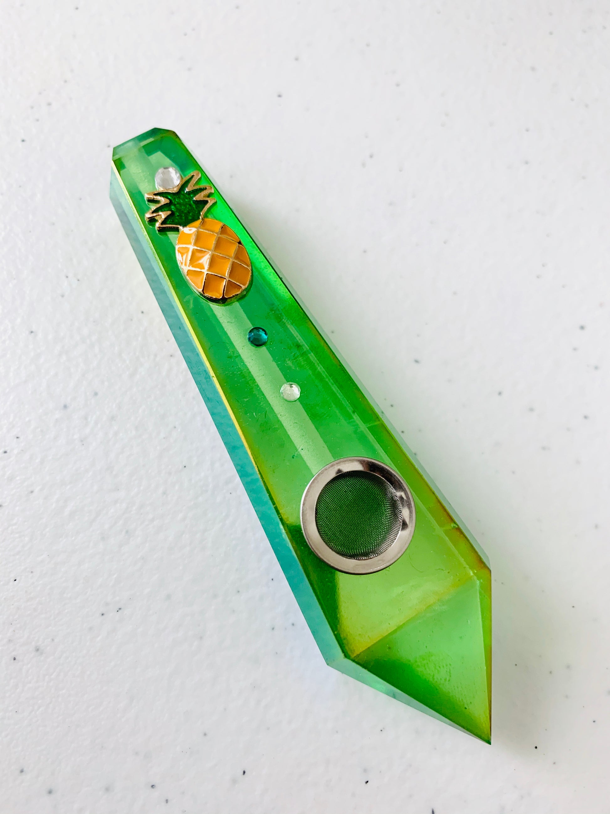 Green “PINEAPPLE VIBES” Crystal Pipe | **LIMITED EDITION** - Ethereal Haze