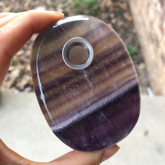 Purple Fluorite Oval Pipe - Ethereal Haze